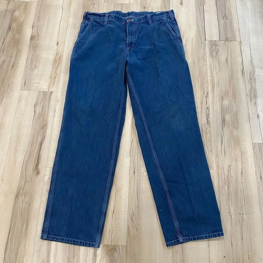 Carhartt Dungaree Fit Carpenter Jeans 38x34 Blue Workwear Utility Pants